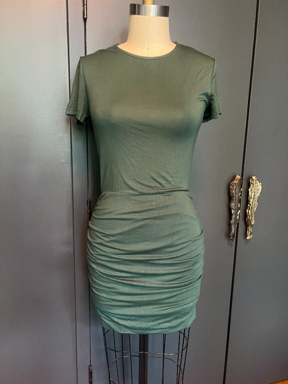Ruched cotton stretch mini dress - never worn with tags